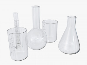 Laboratory Glassware Flasks Measuring Cups Model 3D