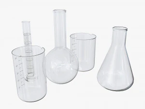 Laboratory Glassware Flasks Measuring Cups 3D Model