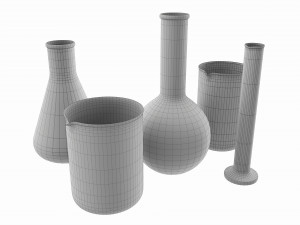 Laboratory Glassware Flasks Measuring Cups Model 3D
