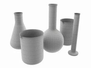 Laboratory Glassware Flasks Measuring Cups 3D Model