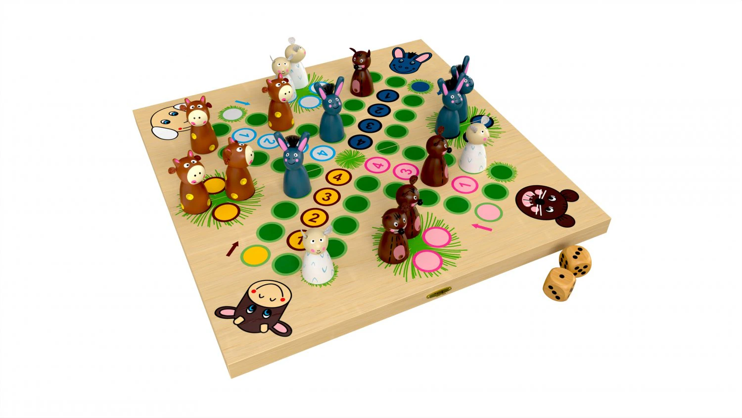 Ludo Animals Wooden Board Table Game 3D Model .c4d .max .obj .3ds .fbx .stl .blend 
