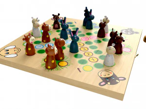 Ludo Animals Wooden Board Table Game 3D Model