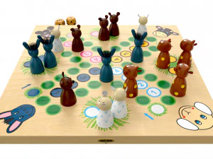 Ludo Animals Wooden Board Table Game 3D Model