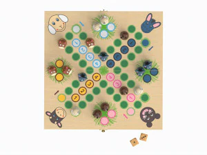 Ludo Animals Wooden Board Table Game 3D Model
