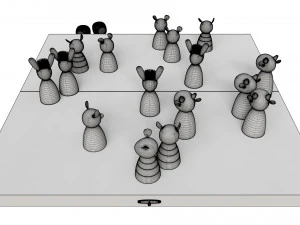 Ludo Animals Wooden Board Table Game 3D Model