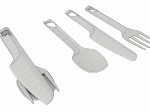 Outdoor cutlery set knife fork spoon 3D Model