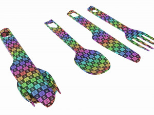 Outdoor cutlery set knife fork spoon Modèle 3D