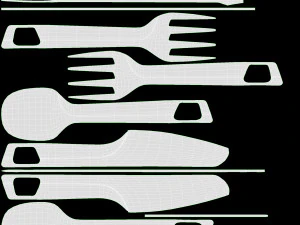 Outdoor cutlery set knife fork spoon 3D Model