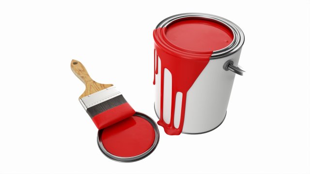 Paint bucket opened with brush 01 3D Model .c4d .max .obj .3ds .fbx .stl .blend 