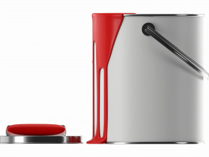Paint bucket opened with brush 01 3D Model