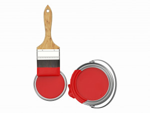 Paint bucket opened with brush 01 3D Model