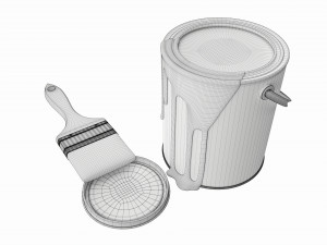 Paint bucket opened with brush 01 3D Model