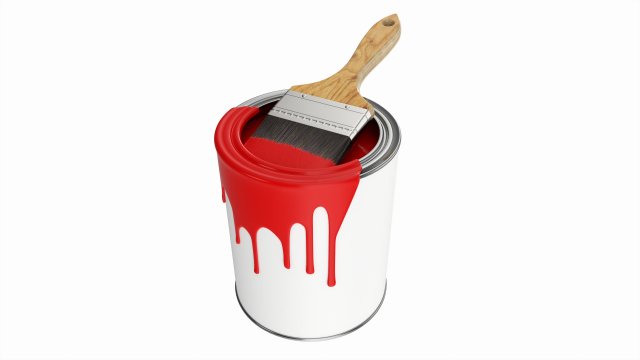 Paint bucket opened with brush 02 Modelo 3D .c4d .max .obj .3ds .fbx .stl .blend 