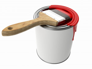 Paint bucket opened with brush 02 Modelo 3D