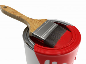 Paint bucket opened with brush 02 Modelo 3D