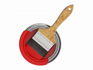 Paint bucket opened with brush 02 Modelo 3D