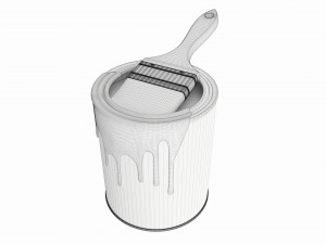 Paint bucket opened with brush 02 Modelo 3D
