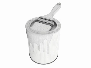 Paint bucket opened with brush 02 3D Model