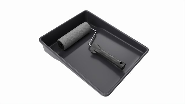 Paint roller with tray 01 3D Модель .c4d .max .obj .3ds .fbx .stl .blend 