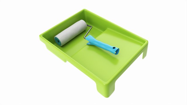 Paint roller with tray 02 3D 模型 .c4d .max .obj .3ds .fbx .stl .blend 
