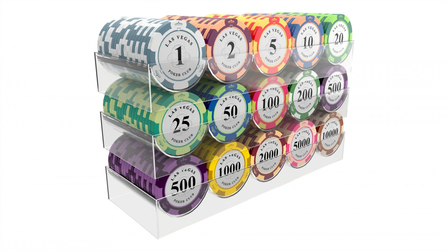 Poker Chips With Clear Box Casino Coins 3D Model .c4d .max .obj .3ds .fbx .stl .blend 