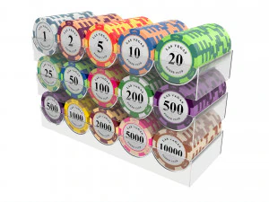 Poker Chips With Clear Box Casino Coins 3D Model