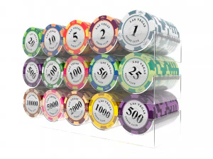 Poker Chips With Clear Box Casino Coins 3D Model