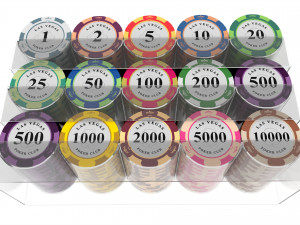 Poker Chips With Clear Box Casino Coins Modèle 3D