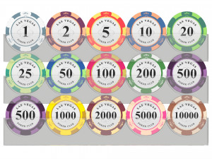 Poker Chips With Clear Box Casino Coins Modèle 3D