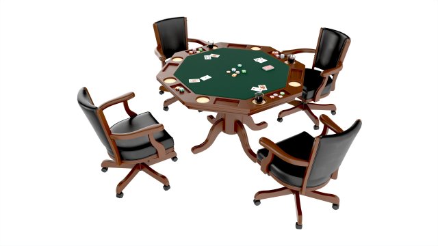 Poker Table Octagonal with Chairs 3D Модель .c4d .max .obj .3ds .fbx .stl .blend 