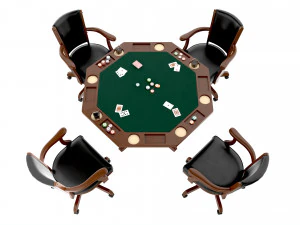 Poker Table Octagonal with Chairs 3D Model
