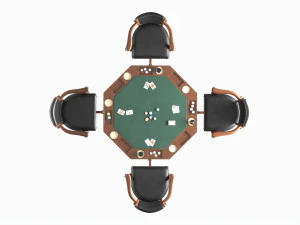 Poker Table Octagonal with Chairs 3D Model