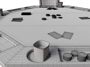 Poker Table Octagonal with Chairs 3D Модель