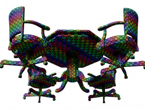 Poker Table Octagonal with Chairs 3D Модель