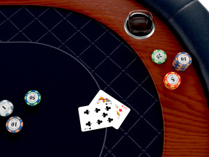 Poker Table Rectangular Curved Corners Full Set with Chairs 3D Модель