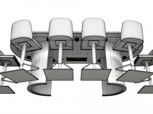 Poker Table Rectangular Curved Corners Full Set with Chairs 3D Модель