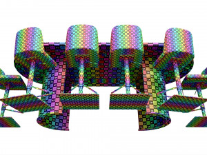 Poker Table Rectangular Curved Corners Full Set with Chairs 3D Модель