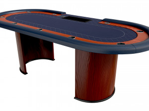 Poker Table Rectangular with Curved Corners Model 3D