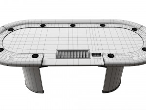 Poker Table Rectangular with Curved Corners Model 3D