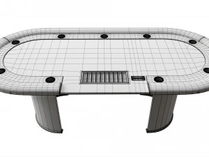 Poker Table Rectangular with Curved Corners 3D Model