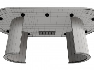 Poker Table Rectangular with Curved Corners Model 3D
