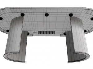 Poker Table Rectangular with Curved Corners 3D Model