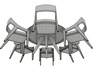 Poker Table Round with Chairs Full Set Model 3D