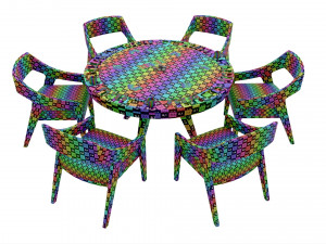 Poker Table Round with Chairs Full Set Model 3D