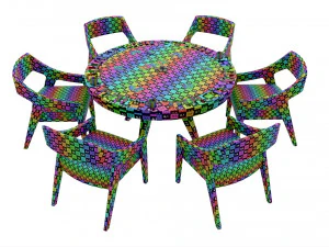 Poker Table Round with Chairs Full Set 3D Model