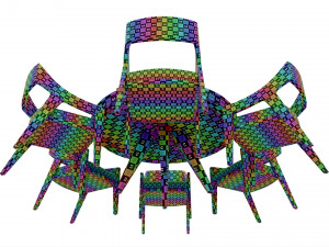 Poker Table Round with Chairs Full Set Model 3D
