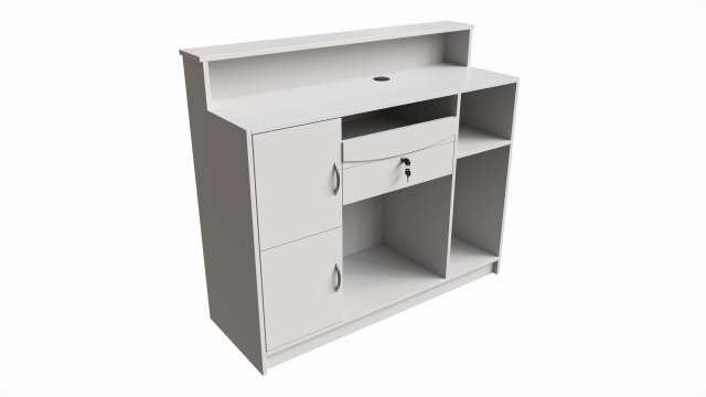 Reception Desk with Shelves and Drawers Compact 3D Model .c4d .max .obj .3ds .fbx .stl .blend 