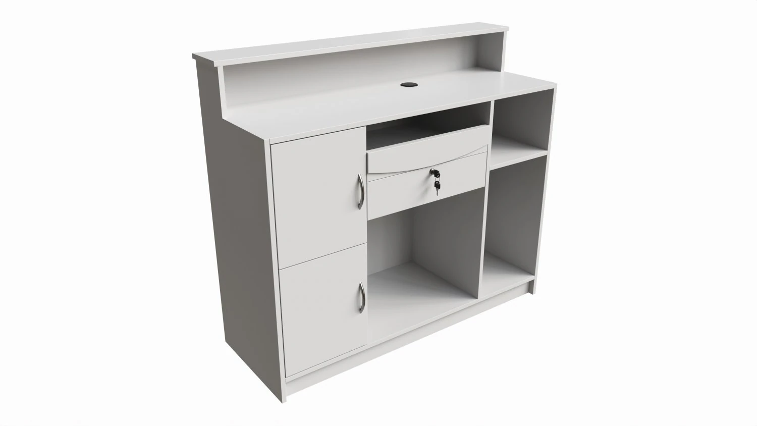 Reception Desk with Shelves and Drawers Compact 3D Model .c4d .max .obj .3ds .fbx .stl .blend 