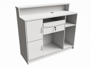 Reception Desk with Shelves and Drawers Compact 3D Model