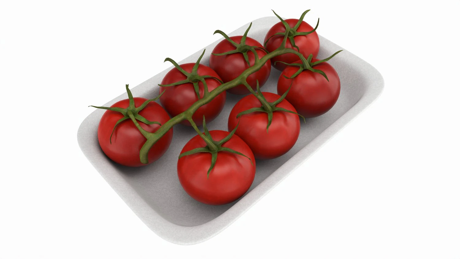Tomatoes with tray 01 3D Model .c4d .max .obj .3ds .fbx .stl .blend 